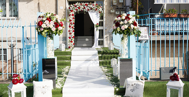 Allestimenti floreali uscita di casa sposa